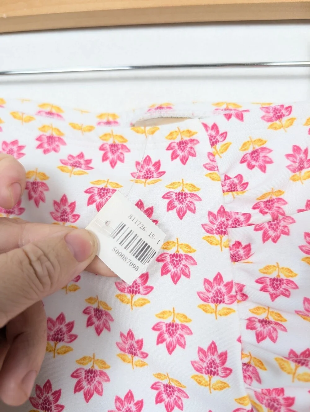 Old Navy High Waisted Swim Bottom M White Pink Flower Bikini NWT